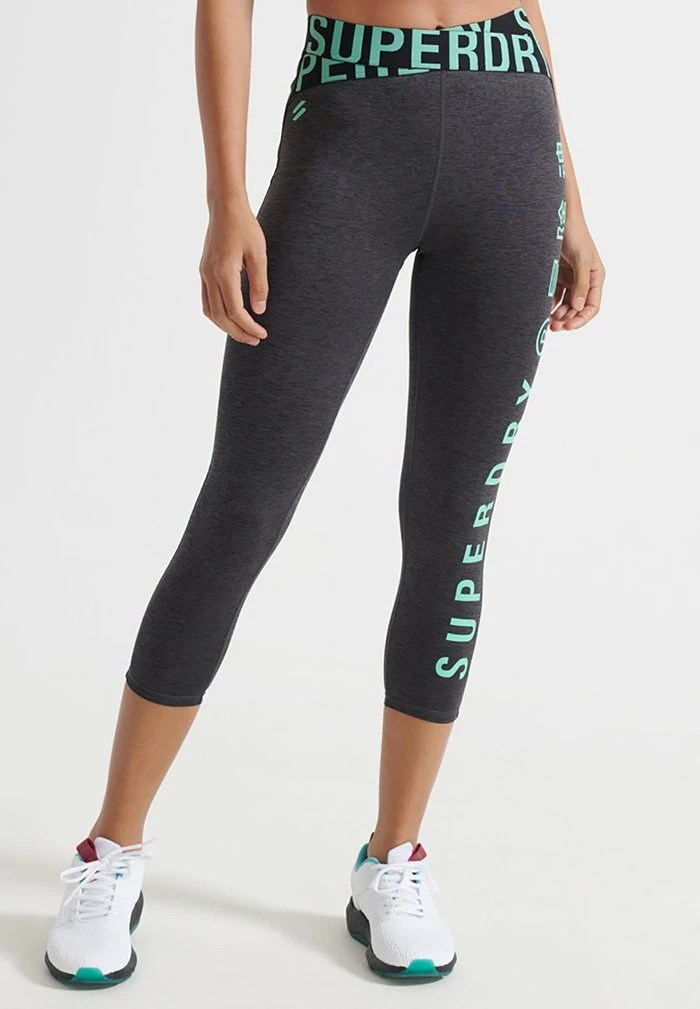Superdry Leggings - Trousers - Charcoal Marl Hot Mint 1 Superdry Leggings - Trousers - Charcoal Marl Hot Mint
