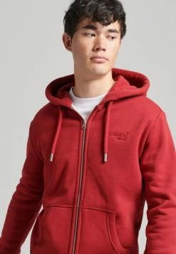 Superdry Zip-up Sweatshirt - Track Red Marl
