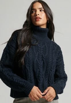 Superdry VINTAGE HIGH NECK - Jumper - Eclipse Navy