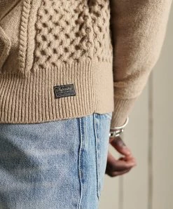Superdry PATCHWORK CABLE CREW - Jumper - Oatmeal -Superdry Shop e01adf6509c3480e97b3300bb62a8dd2