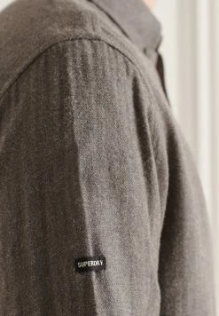 Superdry STUDIOS BRUSHED - Shirt - Dark Marl Herringbone -Superdry Shop e0671806683649d4b683b96dab424d0e