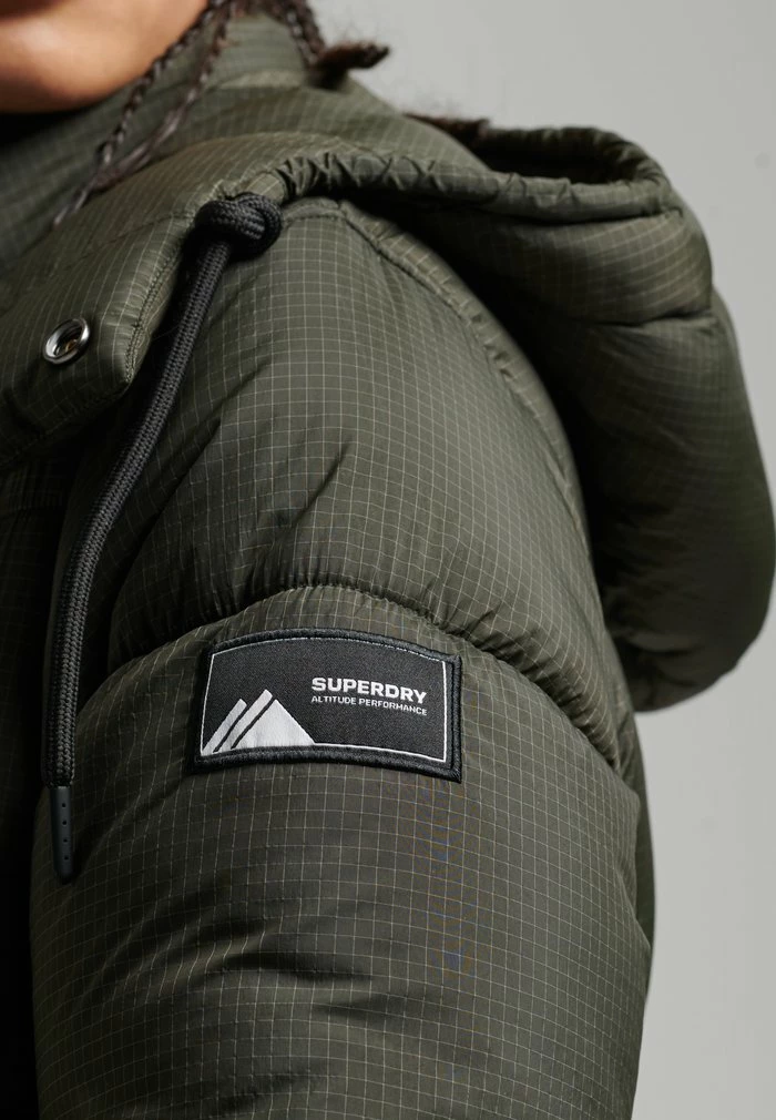 Superdry Winter Coat - Khaki Grid 6 Superdry Winter Coat - Khaki Grid - Image 6