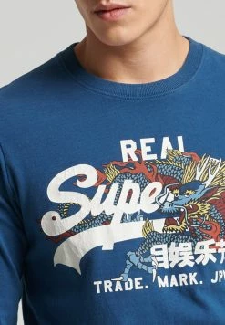 Superdry VINTAGE LOGO NARRATIVE - Long Sleeved Top - Blue Bottle -Superdry Shop e19f91f656434c6c8b70ea4ff1b3a40e