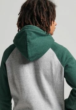 Superdry VINTAGE LOGO BASEBALL - Hoodie - Athletic Grey Marl Campus Green Marl -Superdry Shop e1ed75f7ae20481cbf49d1f7955788d8
