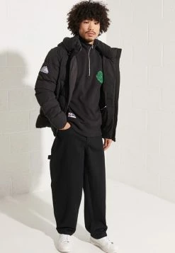 Superdry CITY COLLEGE HALF - Sweatshirt - Black