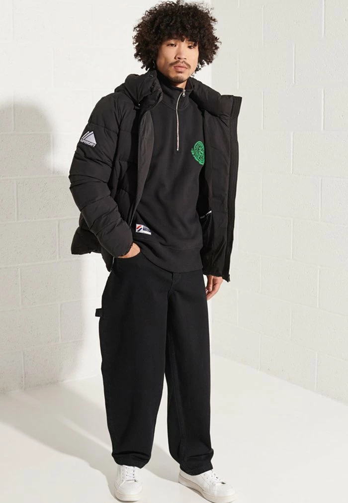 Superdry CITY COLLEGE HALF - Sweatshirt - Black 1 Superdry CITY COLLEGE HALF - Sweatshirt - Black