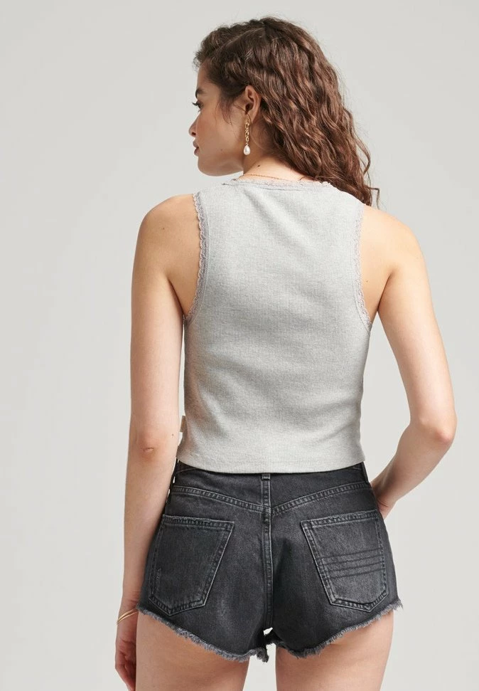 Superdry VINTAGE TRIM - Top - Grey Marl 2 Superdry VINTAGE TRIM - Top - Grey Marl - Image 2