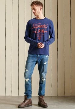 Superdry SCRIPT STYLE - Long Sleeved Top - Regal Navy