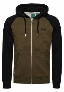 Superdry ESSENTIAL - Zip-up Sweatshirt - Olive Marl Black -Superdry Shop e4066ef0066c49ecaeeca6f3262676d1