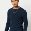 Superdry ACADEMY DYED TEXTURED - Jumper - Washed Dark Indigo