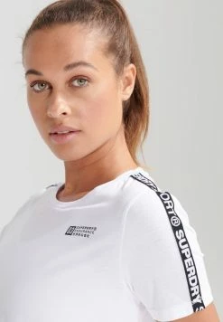 Superdry SPORT GYM TECH TAPED CROP - Print T-shirt - Optic -Superdry Shop e4d898317f0244b7b11f531282f99279