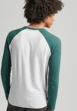 Superdry VINTAGE BASEBALL - Long Sleeved Top - Glacier Grey Marl Buck Green Marl -Superdry Shop e51cc77f223a414d88c5caabfcc1bdf9