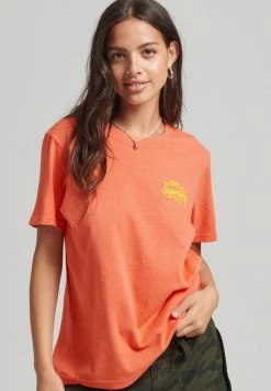 Superdry STYLE - Print T-shirt - Fiery Coral Slub