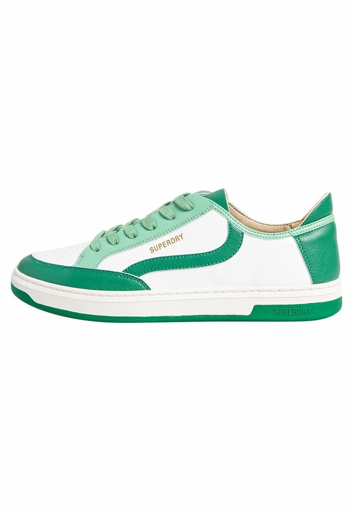 Superdry VEGAN BASKET LUX LOW - Trainers - White/green 1 Superdry VEGAN BASKET LUX LOW - Trainers - White/green