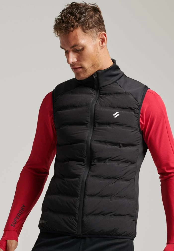 Superdry HYBRID - Waistcoat - Black 1 Superdry HYBRID - Waistcoat - Black