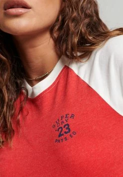 Superdry COLLEGE GRAPHIC CROPPED - Print T-shirt - Risk Red Marl Ecru -Superdry Shop e5aba9ff5efb4ae7bfbd42110e9fa8bf