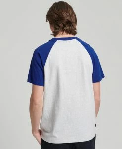 Superdry VINTAGE BASEBALL - Print T-shirt - Glacier Grey Marl Regal Blue
