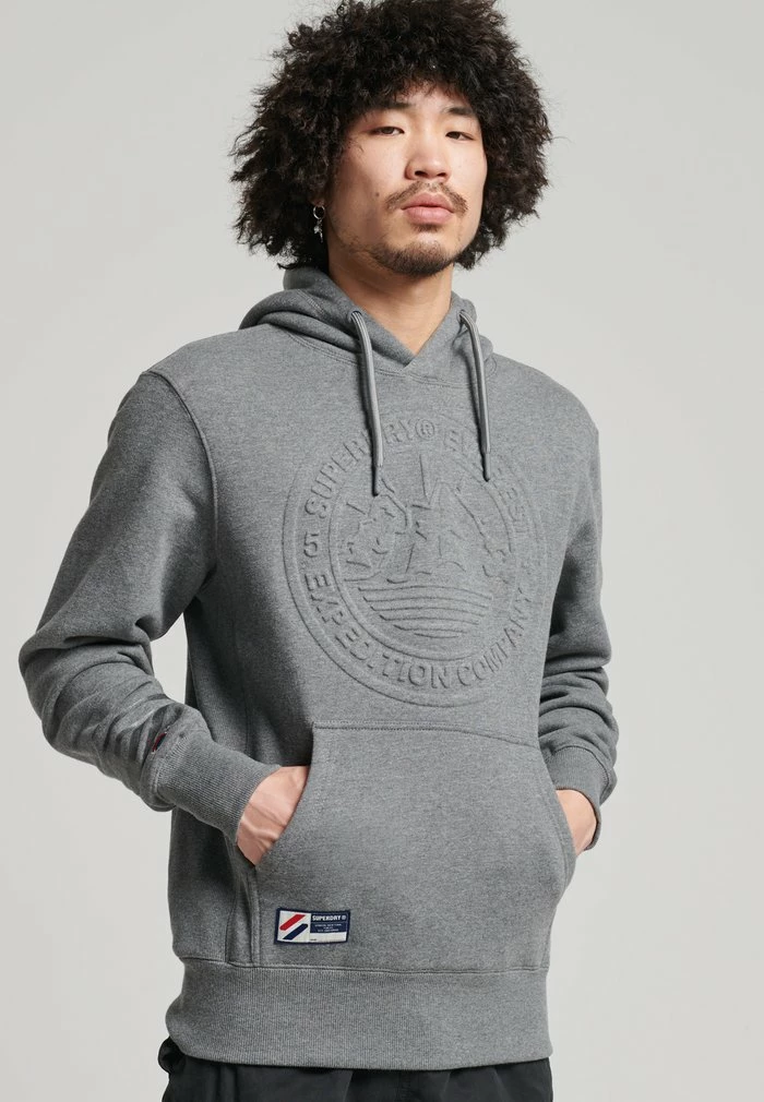 Superdry EXPEDITION EMBOSSED - Hoodie - Dark Charcoal Marl 1 Superdry EXPEDITION EMBOSSED - Hoodie - Dark Charcoal Marl