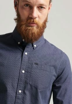 Superdry MICRO CHECK - Shirt - Eclipse Navy Grey -Superdry Shop e62cf3f88dc64d46989184089306a48c