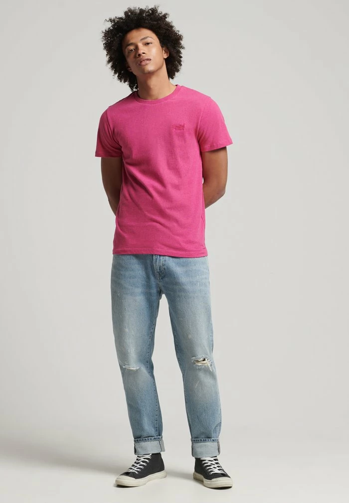 Superdry VINTAGE - Basic T-shirt - Magenta Marl 2 Superdry VINTAGE - Basic T-shirt - Magenta Marl - Image 2
