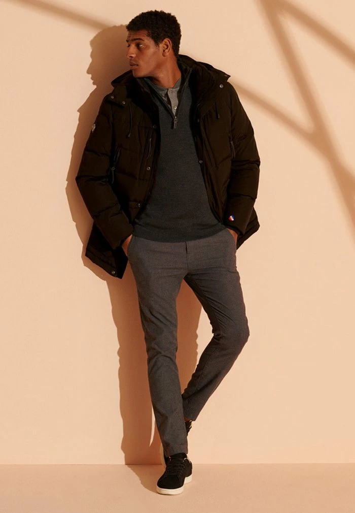 Superdry Fleece Jumper - Dark Charcoal Marl 1 Superdry Fleece Jumper - Dark Charcoal Marl