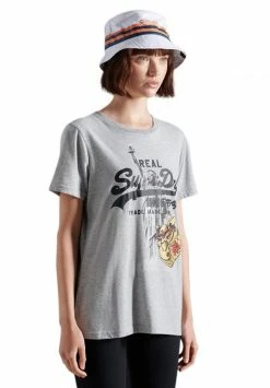 Superdry VL NYC PHOTO TEE - Print T-shirt - Grey Marl