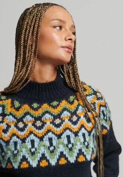 Superdry SLOUCHY FAIRISLE - Jumper - Navy Mix Fairisle -Superdry Shop e7cd50a4329d4cb09887dcda42b7ad4e