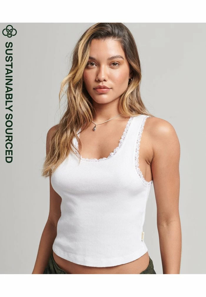 Superdry VINTAGE TRIM - Top - White 1 Superdry VINTAGE TRIM - Top - White