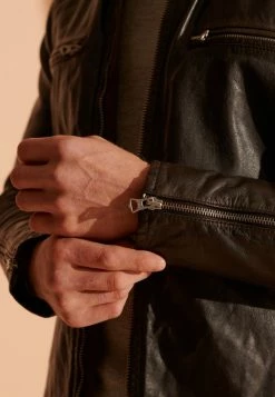 Superdry SPORTS RACER - Leather Jacket - Chocolate -Superdry Shop e8a25423c75a43309ac35b70ed32bff3