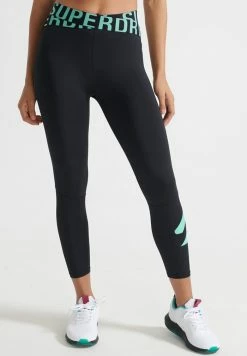 Superdry Leggings - Trousers - Black Hot Mint