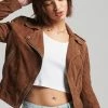Superdry Leather Jacket - Tobacco Suede