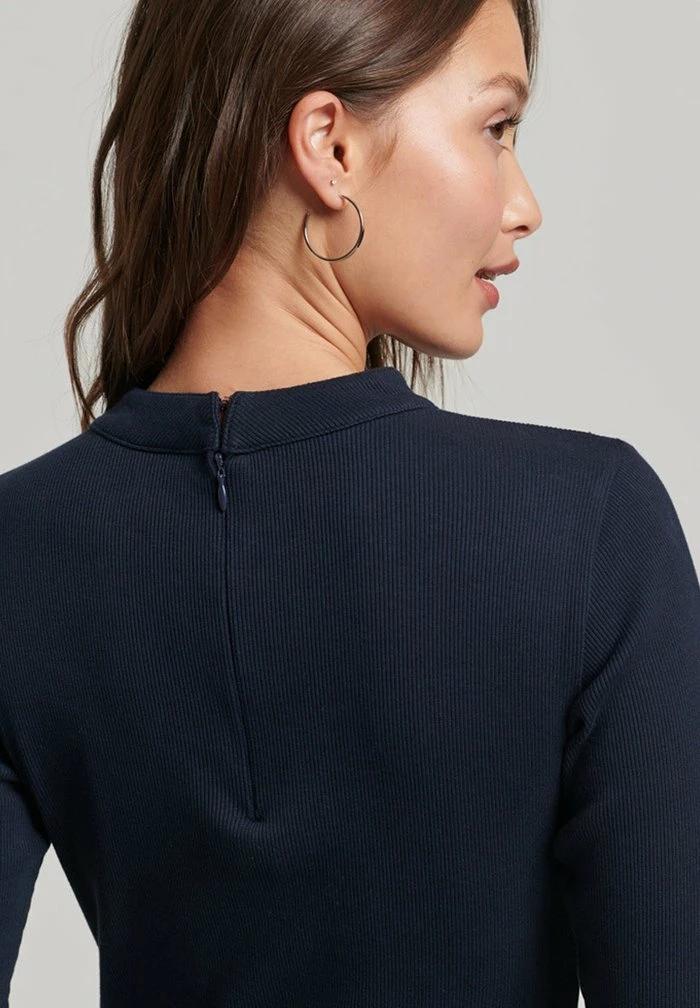 Superdry LOGO RIB BODYCON - Shift Dress - Deep Navy 4 Superdry LOGO RIB BODYCON - Shift Dress - Deep Navy - Image 4