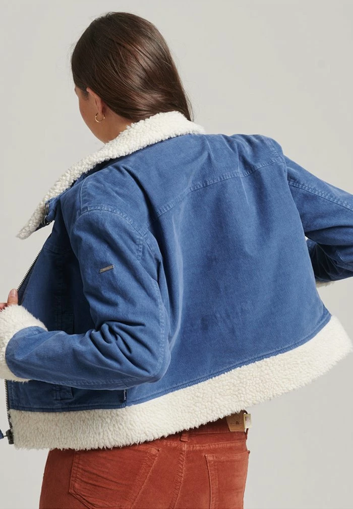 Superdry BORG LINED INDIE - Denim Jacket - Mid Wash Indigo 2 Superdry BORG LINED INDIE - Denim Jacket - Mid Wash Indigo - Image 2