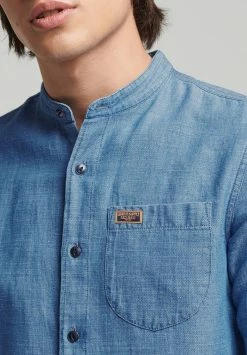 Superdry VINTAGE GRANDAD - Shirt - Indigo Slub Herringbone 10 Superdry VINTAGE GRANDAD - Shirt - Indigo Slub Herringbone -Superdry Shop eb521935f71b486381885f0b6340e6b6