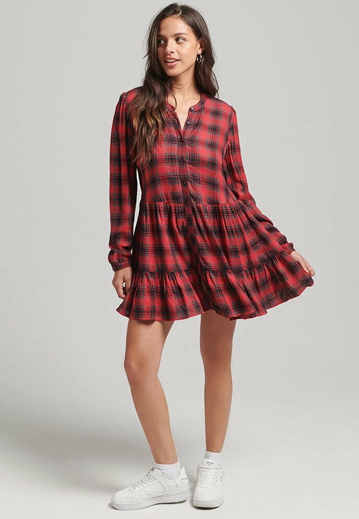 Superdry Jersey Dress - Red Check 2 Superdry Jersey Dress - Red Check - Image 2