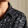 Superdry STUDIOS OVERSIZED AOP LONG SLEEVE - Button-down Blouse - Black Geo