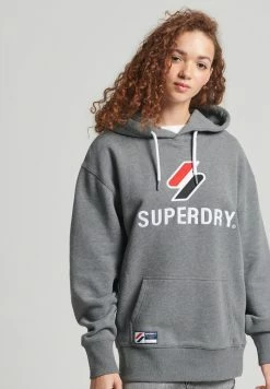 Superdry APPLIQUE OVERSIZED - Hoodie - Dark Charcoal Marl