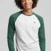 Superdry VINTAGE BASEBALL - Long Sleeved Top - Glacier Grey Marl Buck Green Marl
