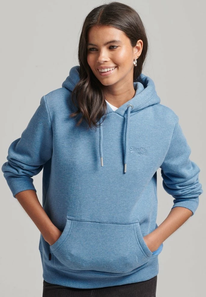 Superdry VINTAGE LOGO EMBROIDERED - Hoodie - Blush Blue Marl 1 Superdry VINTAGE LOGO EMBROIDERED - Hoodie - Blush Blue Marl