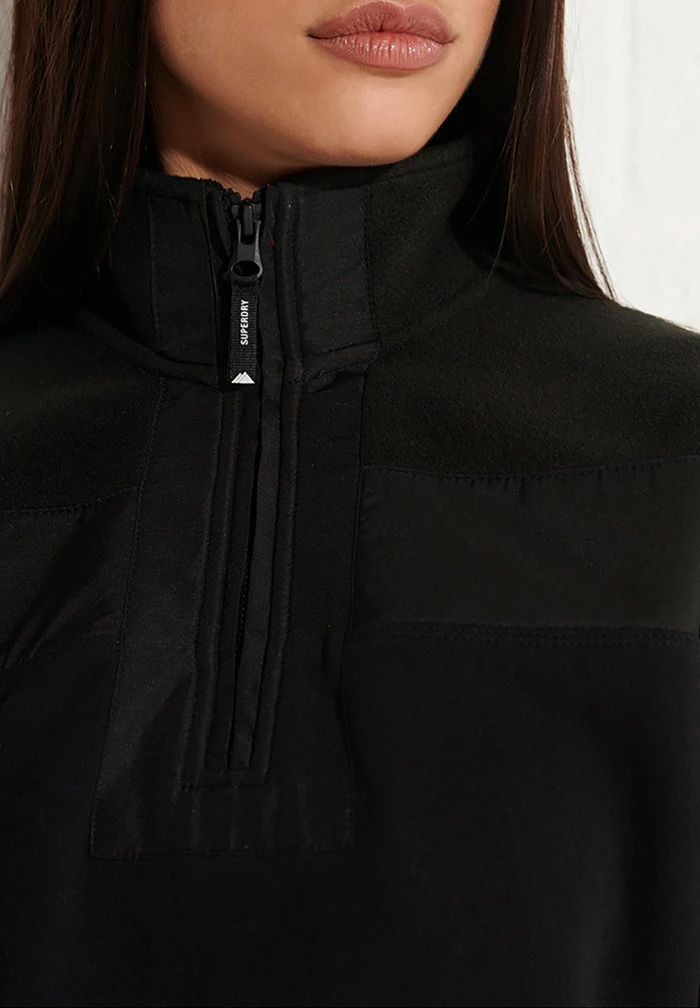 Superdry DOLMAN HENLEY - Fleece Jumper - Black 2 Superdry DOLMAN HENLEY - Fleece Jumper - Black - Image 2