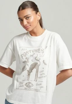 Superdry VINTAGE CELESTIAL - Print T-shirt - Off White