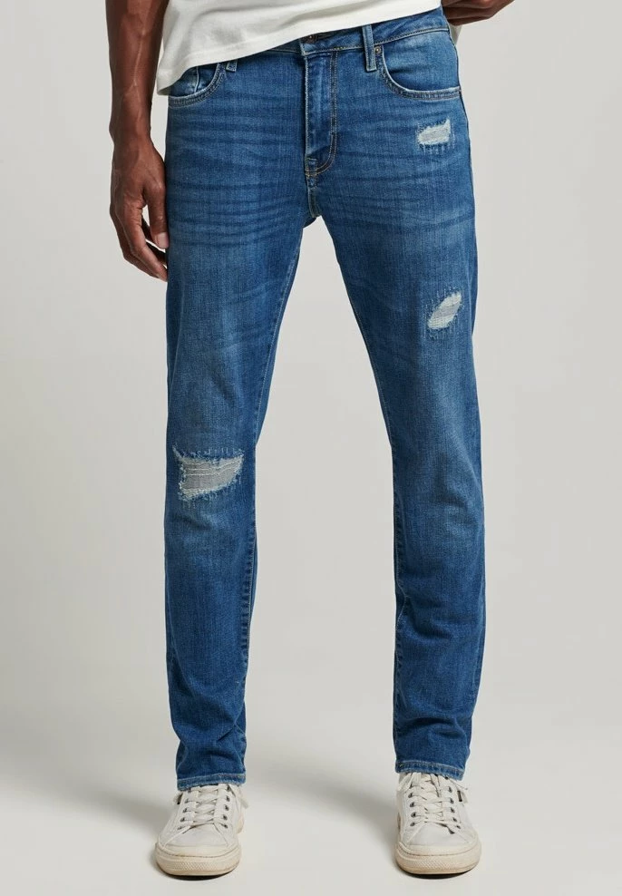 Superdry Slim Fit Jeans - Stanton Bright Blue Rip 1 Superdry Slim Fit Jeans - Stanton Bright Blue Rip