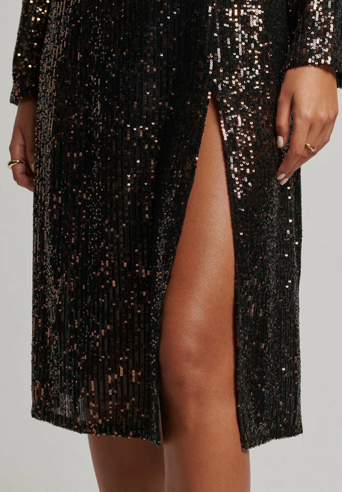 Superdry LONG SLEEVE - Cocktail Dress / Party Dress - Copper Black Sequin 5 Superdry LONG SLEEVE - Cocktail Dress / Party Dress - Copper Black Sequin - Image 5