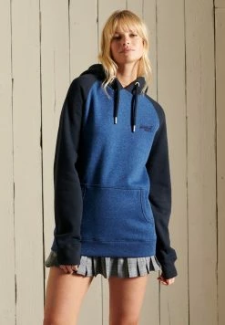 Superdry VINTAGE LOGO EMBROIDERED BASEBALL - Hoodie - Bright Blue Marl Eclipse Navy