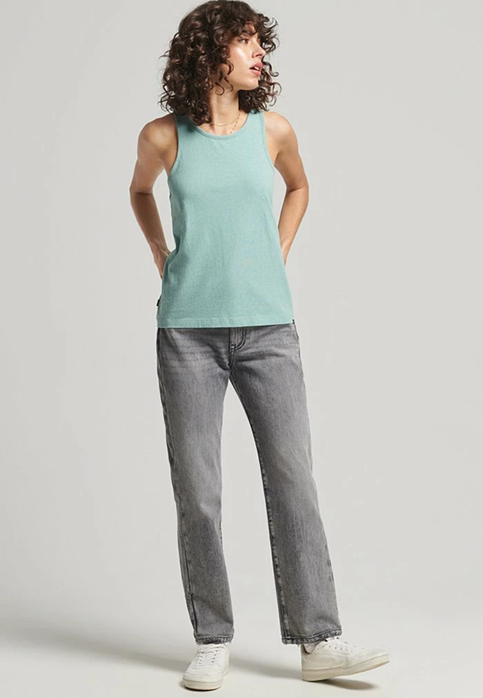 Superdry VINTAGE LOGO EMBROIDERED - Top - Sage Marl 1 Superdry VINTAGE LOGO EMBROIDERED - Top - Sage Marl