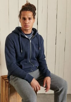 Superdry Zip-up Sweatshirt - Vintage Navy Marl -Superdry Shop f265dc53b091494681720daa0985c3ea