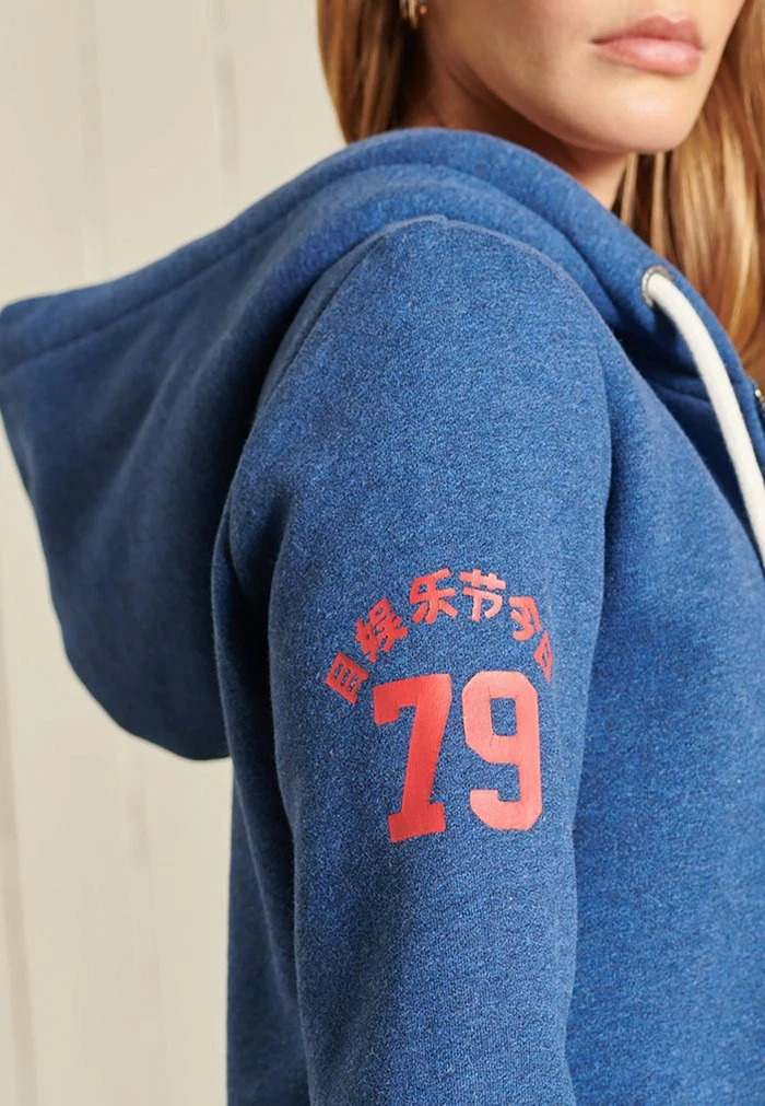 Superdry VINTAGE LOGO - Zip-up Sweatshirt - Bright Blue Marl 4 Superdry VINTAGE LOGO - Zip-up Sweatshirt - Bright Blue Marl - Image 4
