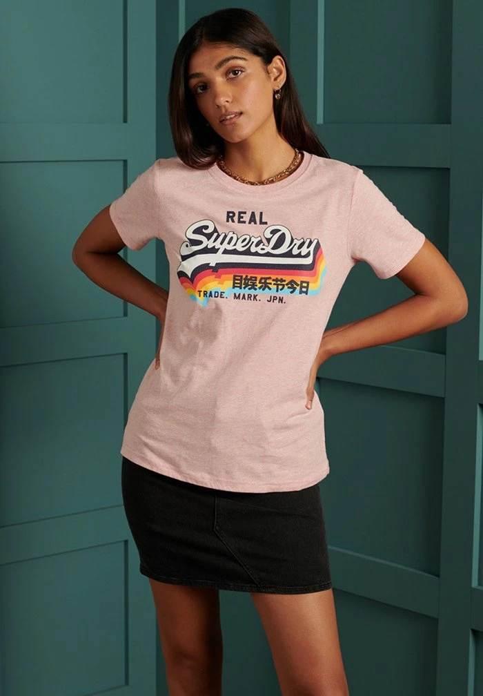 Superdry VINTAGE - Print T-shirt - Shell Pink Marl 2 Superdry VINTAGE - Print T-shirt - Shell Pink Marl - Image 2