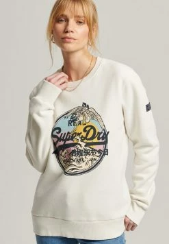 Superdry VINTAGE LOGO NARRATIVE CREW - Sweatshirt - Ecru