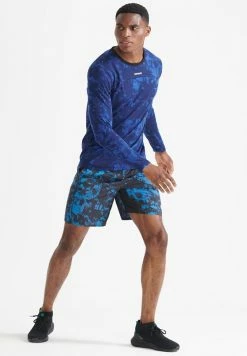 Superdry RUN TRACK - Shorts - Blue Tie Dye